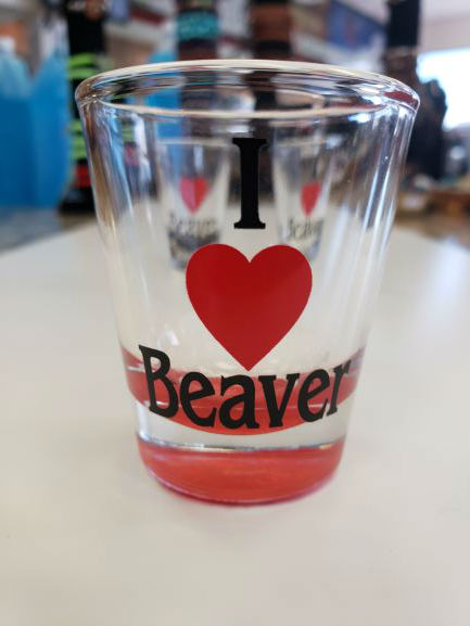 I Love Beaver Shot Glass